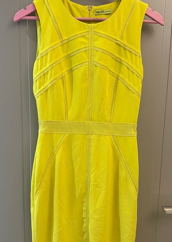 Versace Sarı Versace Yakalı Midi Kadın Elbise