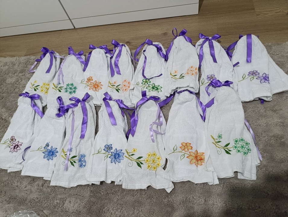 Mor kurdeleli Nakışlı araç havlusu - Görsel 3