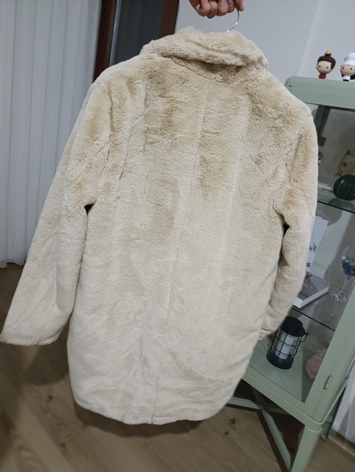 Kadın Bej Midi Tüylü Kaban - Görsel 2