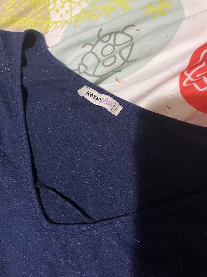 Lacivert V Yaka Kolsuz Hamile Tişörtü - Görsel 2