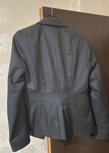 Düğmeli Gri Kadın Blazer Ceket ve pantolon takım - Görsel 2