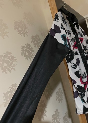 Uzun Kollu, Baskılı, Salaş Kesim Kadın Gömlek - Görsel 2