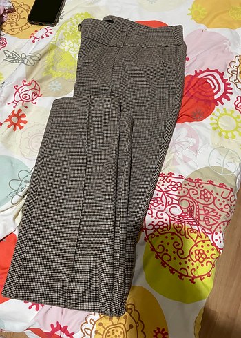 Düğmeli Kahverengi Kareli Kadın Kumaş Pantolon çeket takım - Görsel 4