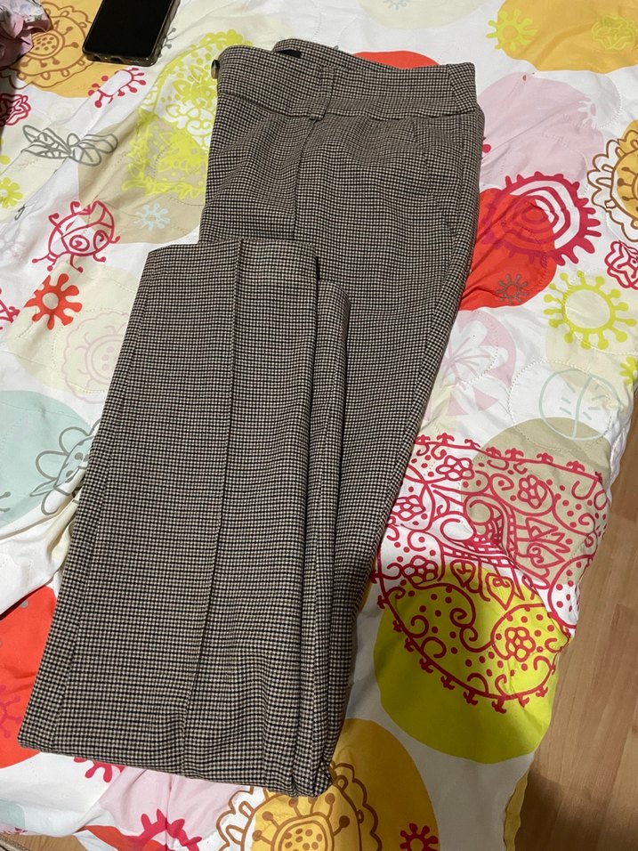 Düğmeli Kahverengi Kareli Kadın Kumaş Pantolon çeket takım - Görsel 4