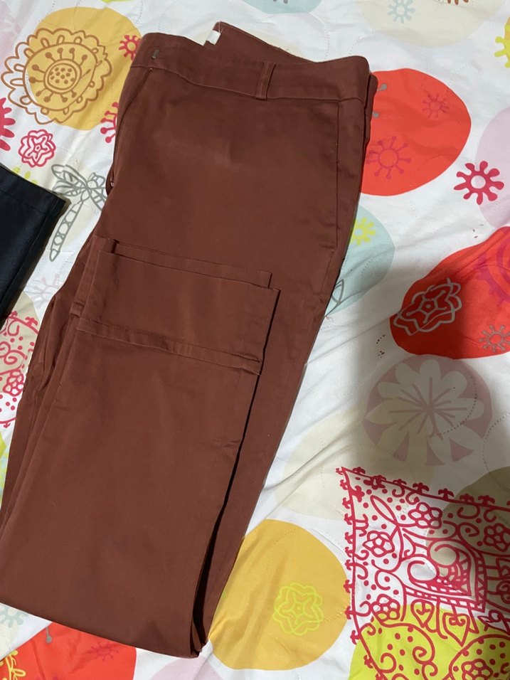 Kadın Kahverengi Nakışlı Bol Kesim Kumaş Pantolon - Görsel 2