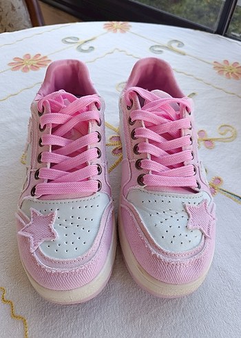 36 Yıldız Pembe Bağcıklı Kadın Spor Ayakkabı - Görsel 8