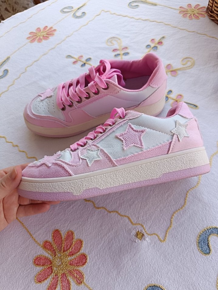 36 Yıldız Pembe Bağcıklı Kadın Spor Ayakkabı - Görsel 2