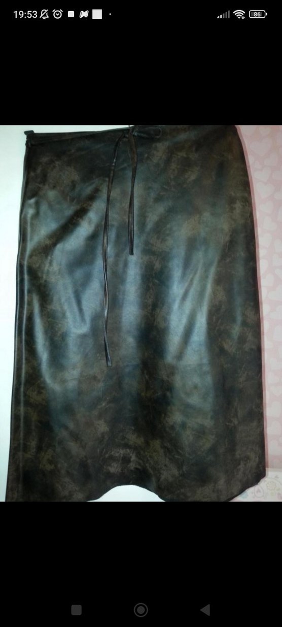 Anvelop Kahverengi Uzun Deri Etek - Görsel 2