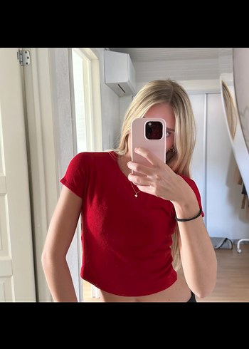 Defacto Kırmızı Yüksek Yakalı Kadın Crop Top