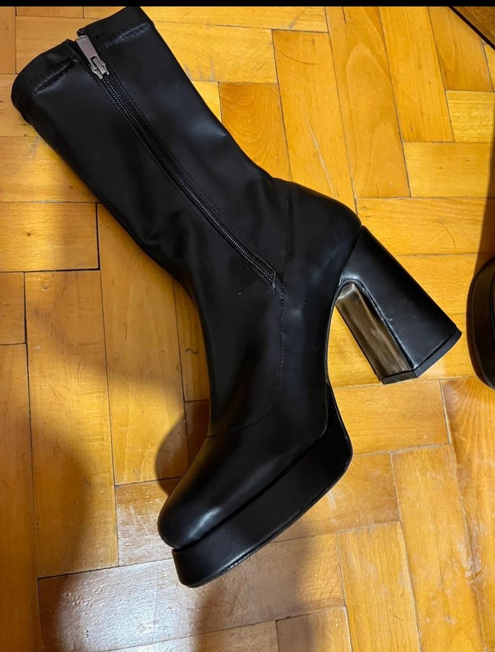 Kadın Siyah Platform Topuklu Goth Bot - Görsel 3