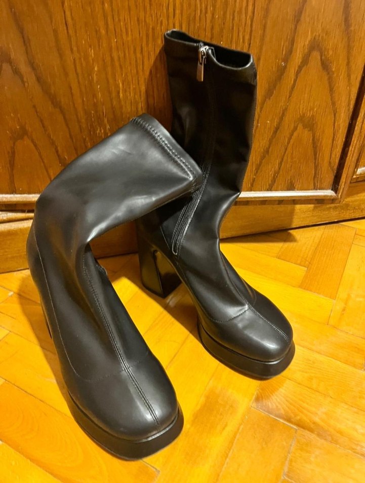 Kadın Siyah Platform Topuklu Goth Bot - Görsel 2