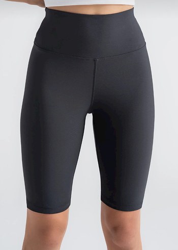 Siyah Yüksek Bel Mini Spor Şort - Görsel 2