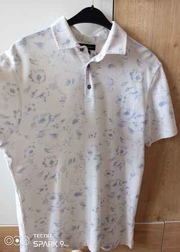 Baskılı Beyaz Pamuklu Kısa Kollu Polo Tişört - Görsel 2