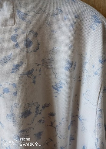 Baskılı Beyaz Pamuklu Kısa Kollu Polo Tişört - Görsel 10