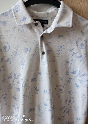 Baskılı Beyaz Pamuklu Kısa Kollu Polo Tişört - Görsel 3