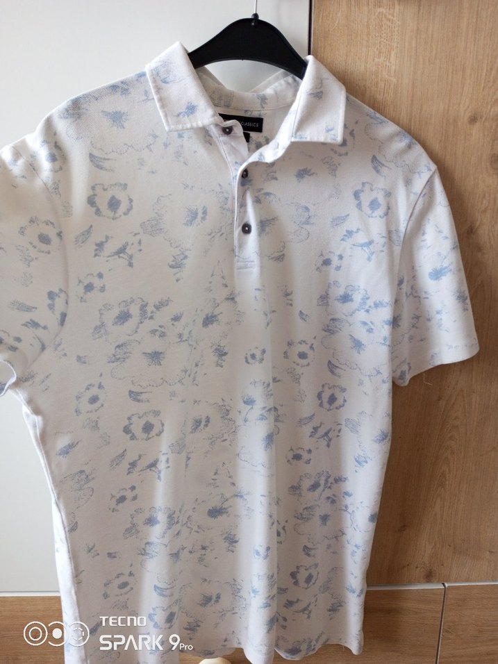 Baskılı Beyaz Pamuklu Kısa Kollu Polo Tişört - Görsel 2