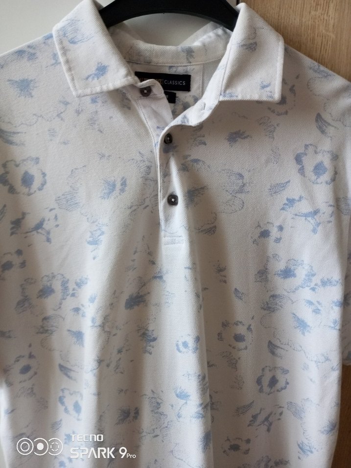 Baskılı Beyaz Pamuklu Kısa Kollu Polo Tişört - Görsel 3