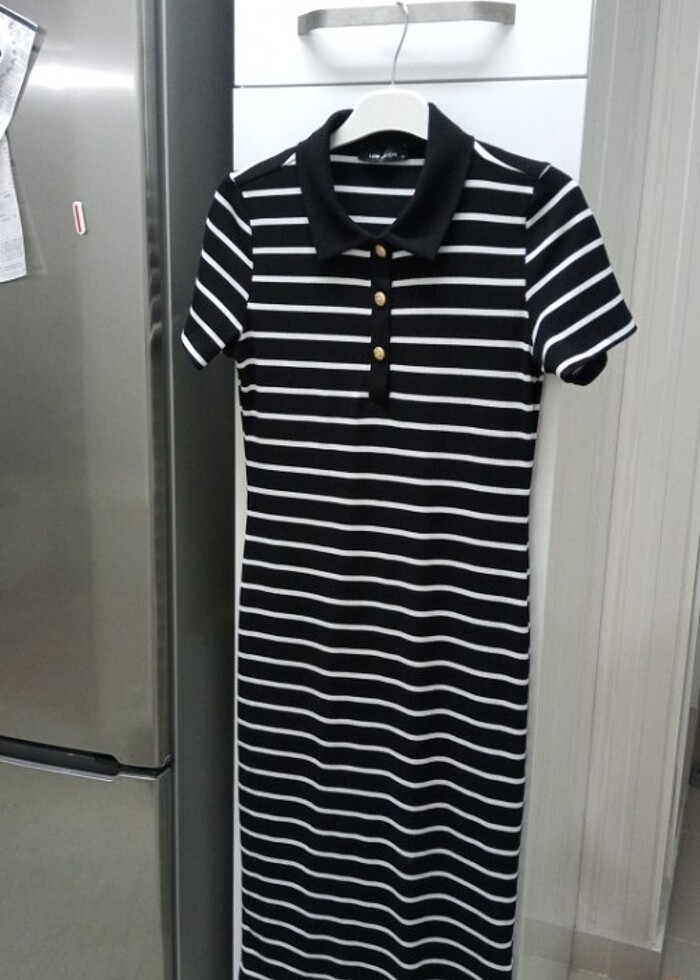 Çizgili Elbise Yeni Sezon - Görsel 4