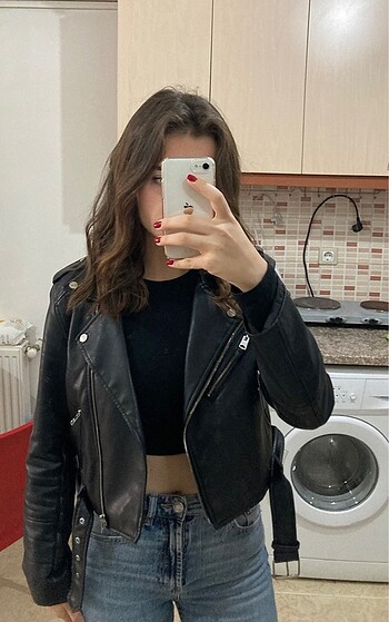 m Beden siyah Renk kadın deri ceket