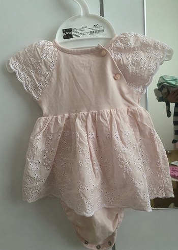 H&M Pembe Dantel Detaylı Kız Bebek Body 2-4 Ay - Görsel 3
