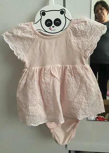 H&M Pembe Dantel Detaylı Kız Bebek Body 2-4 Ay - Görsel 2