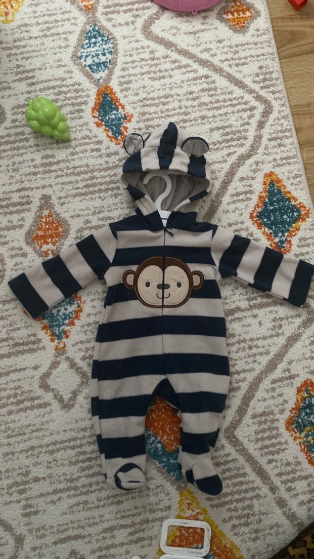 Gri Bebek Tulum, Kapüşonlu ve Fermuarlı - Görsel 2