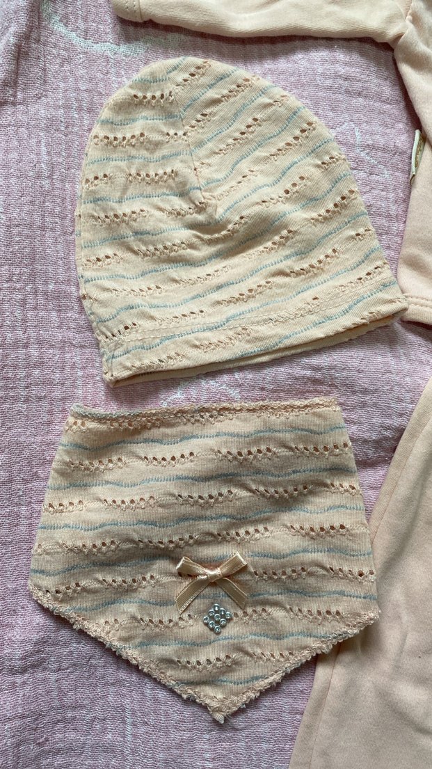 0-3 Ay Yenidoğan 5'li Bej Nakışlı Set - Görsel 4