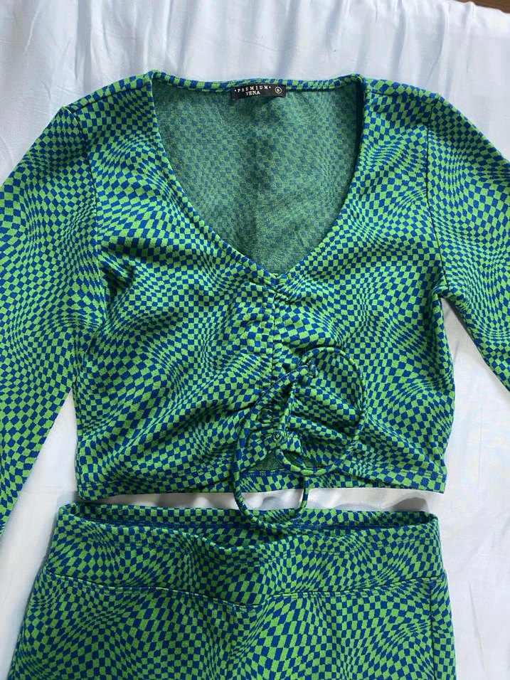 Yeşil Salaş Bol Paça Pantolon- Üst Takım - Görsel 3