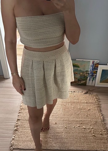 Bej Örme Mini Etek