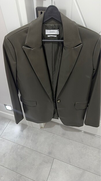 Haki deri blazer