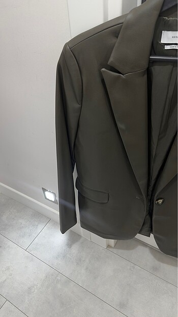 Diğer Haki deri blazer
