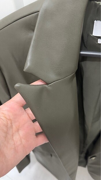 xs Beden haki Renk Haki deri blazer