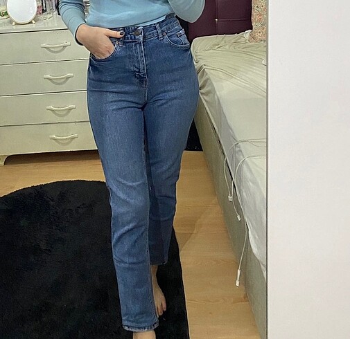 Likralı mom jean