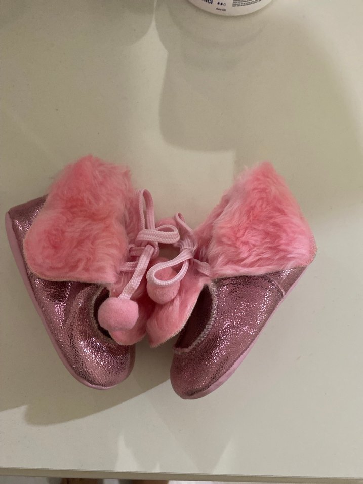 Kız Çocukları İçin Pembe Kürklü Sıcak ayakkabı - Görsel 2