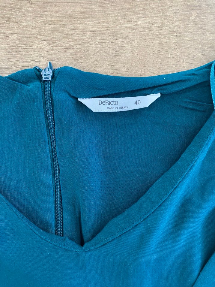 V Yaka yeşil Kadın Elbise - Görsel 3