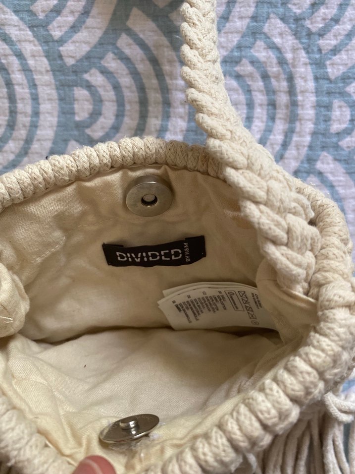 Püsküllü Bej Örgü Bohem Çapraz Çanta - Görsel 2