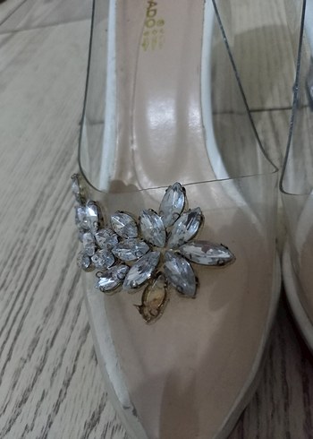 Şeffaf Topuklu Taşlı Stiletto Abiye Ayakkabı - Görsel 5