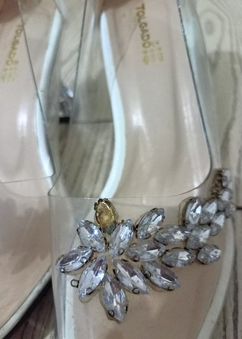 Şeffaf Topuklu Taşlı Stiletto Abiye Ayakkabı - Görsel 6