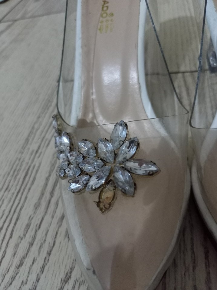 Şeffaf Topuklu Taşlı Stiletto Abiye Ayakkabı - Görsel 5