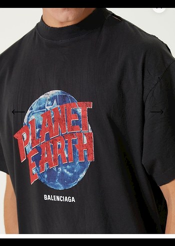 Balenciaga Siyah Baskılı Oversize Tişört - Görsel 2