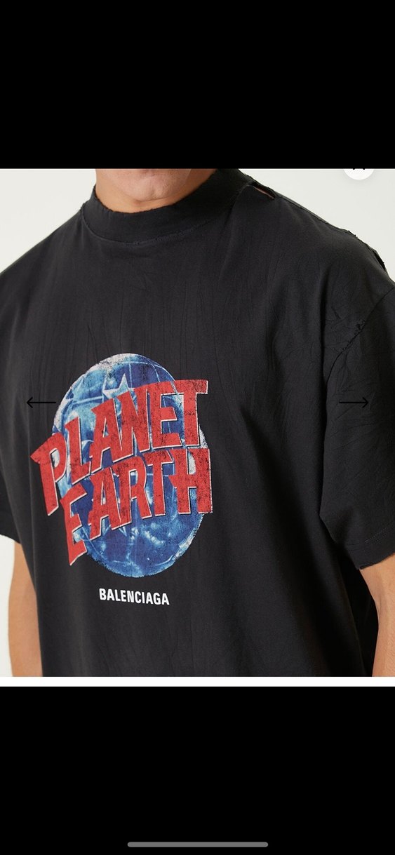 Balenciaga Siyah Baskılı Oversize Tişört - Görsel 2
