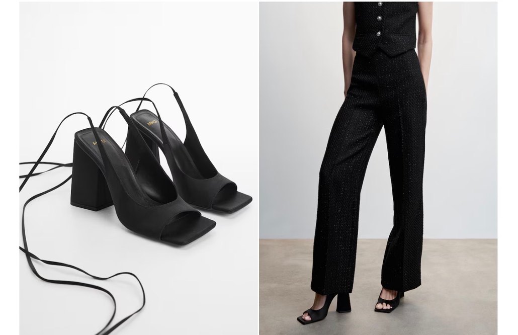 Mango 
Kadın Siyah Topuklu Bantlı Sandalet - Görsel 2