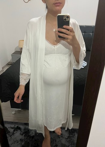 Penti Beyaz Uzun Kadın Sabahlık - Görsel 2