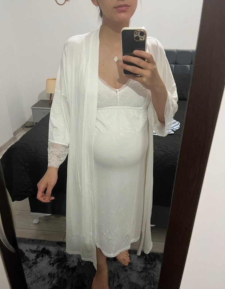 Penti Beyaz Uzun Kadın Sabahlık - Görsel 2