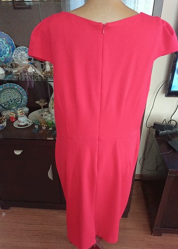 Pembe Midi Kadın Ofis Elbisesi - Görsel 4