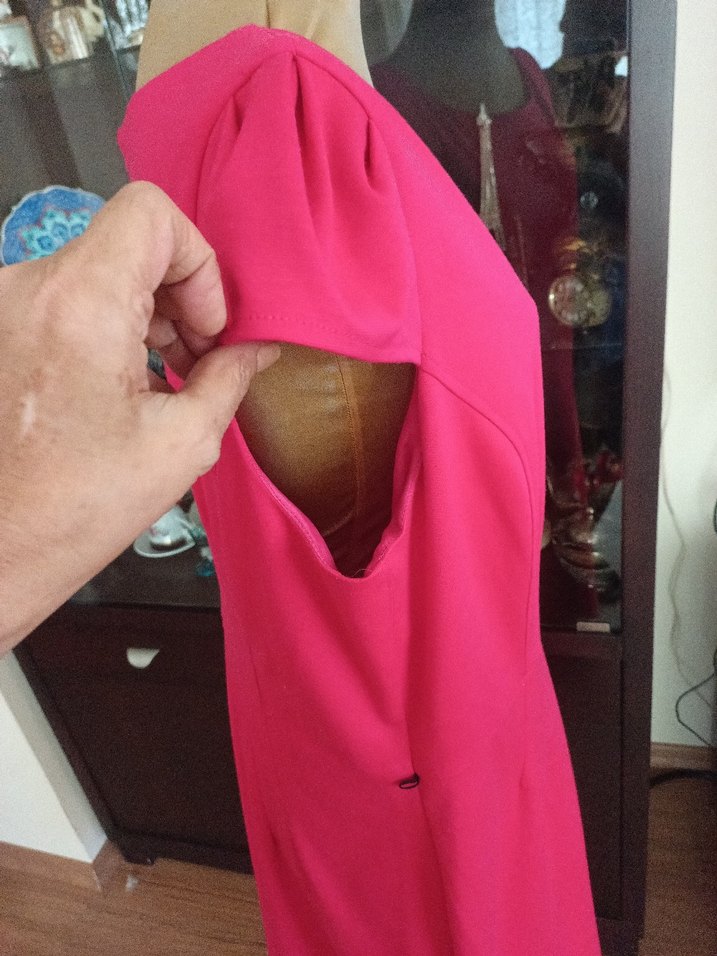 Pembe Midi Kadın Ofis Elbisesi - Görsel 3