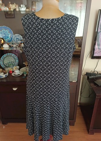 Navy V Yaka Midi Piliseli Kadın Elbise - Görsel 11