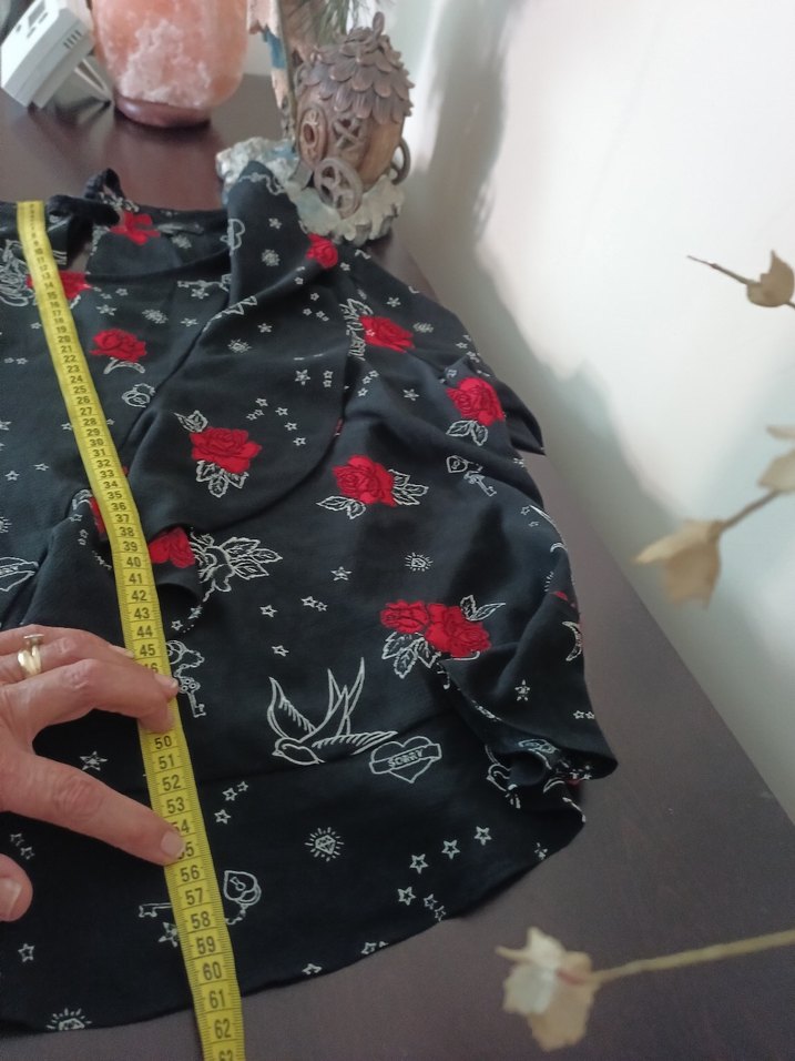 Uzun Kollu Siyah Desenli Bohem Bluz - Görsel 5