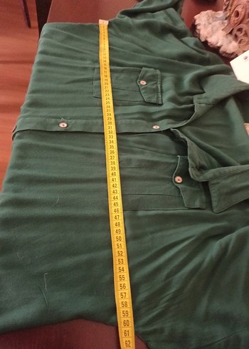 Düğmeli, Yeşil, Uzun Kollu Kadın Gömlek - Görsel 5