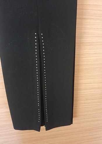 Siyah Kadın Kumaş Pantolon, Normal Kesim, Midi Boy - Görsel 12